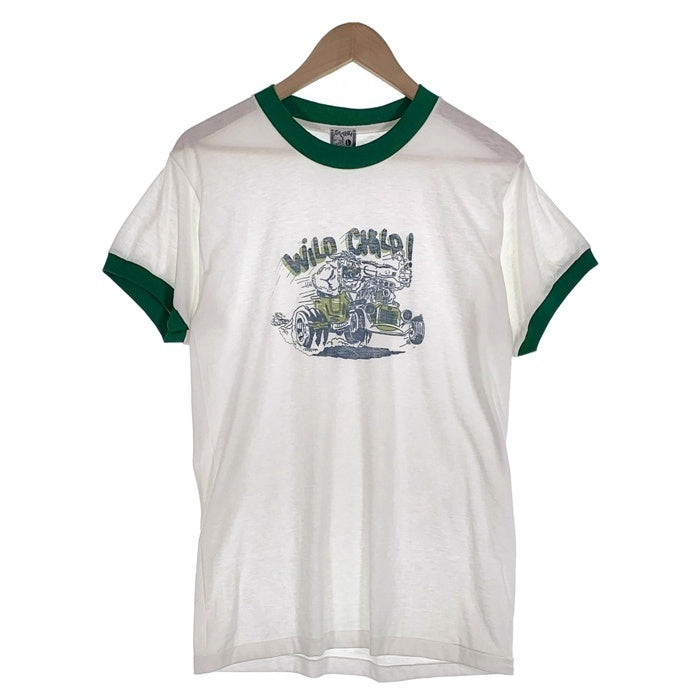 90's Ten STRIKE テンストライク WILD CHiLD ! Ringer T Shirts 半袖 リンガー Tシャツ ホワイト グリーン Size L 福生店