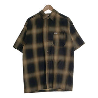 CALTOP キャルトップ アクリル 半袖 オンブレ チェック シャツ ベージュ ブラック USA製 Size L 福生店