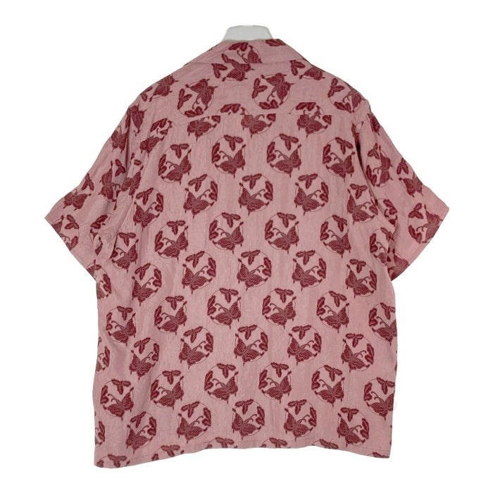 Needles ニードルズ MR240 S/S One-Up Shirt Papillon オープンカラーシャツ パピヨン柄 ジャガード織 ピンク sizeL 瑞穂店