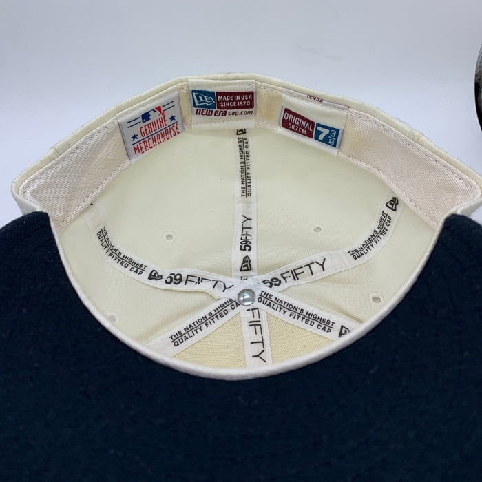 90's New Era ニューエラ 59FIFTY MLB ニューヨーク・ヤンキース 2トーン ウールベースボールキャップ ホワイト ネイビー USA製 Size 7 3/8 (58.7cm) 福生店