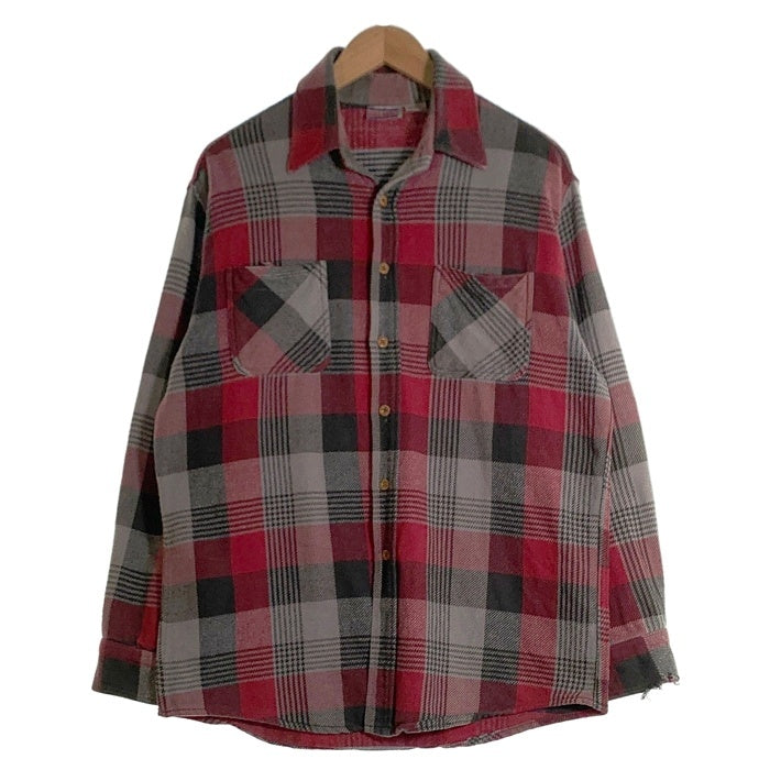 80's BIG MAC ビッグマック フランネルシャツ バーガンディー グレー SIze L 福生店