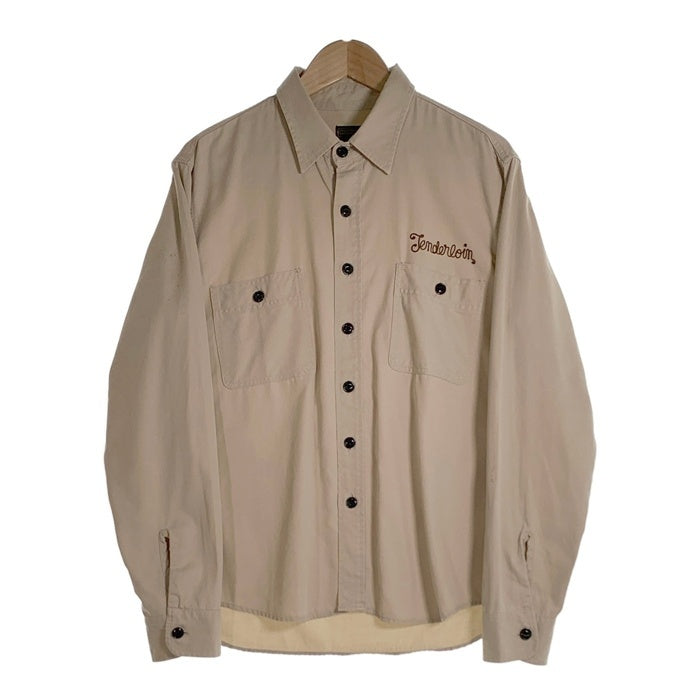TENDERLOIN テンダーロイン コットン レーヨン ワークシャツ ベージュ ロゴチェーン刺繡 Size M 福生店