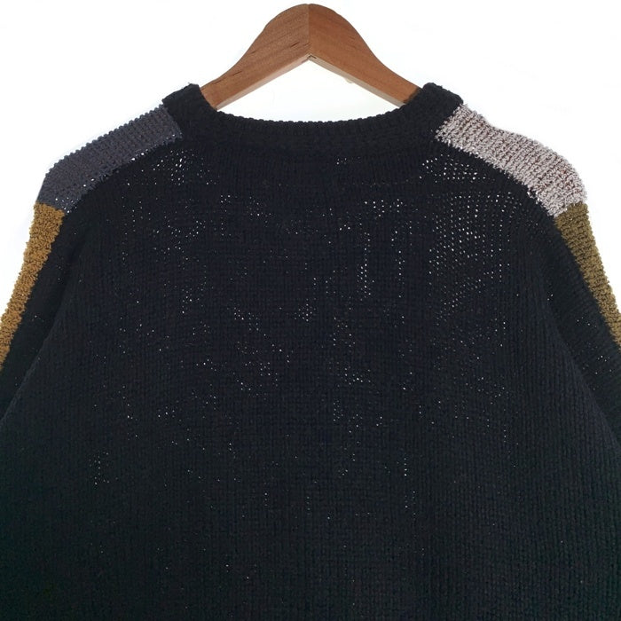 90's AGENDA アジェンダ アクリルニットセーター ブラック マルチ 台湾製 Size L 福生店