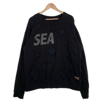 WIND AND SEA ウィンダンシー 22SS WILDSIDE ワイルドサイド ヨウジヤマモト Damage Cutting Sweat Shirt ダメージカッティングスウェットシャツ トレーナー ブラック Size 5 福生店