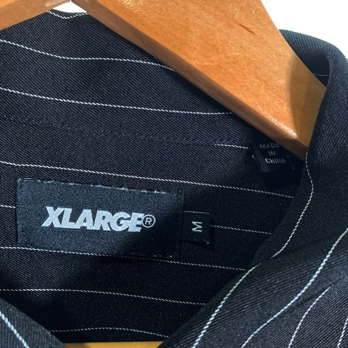 XLARGE エクストララージ S/S STRIPE WORK SHIRT ストライプワークシャツ ブラック 01191409 ポリエステル Size M 福生店