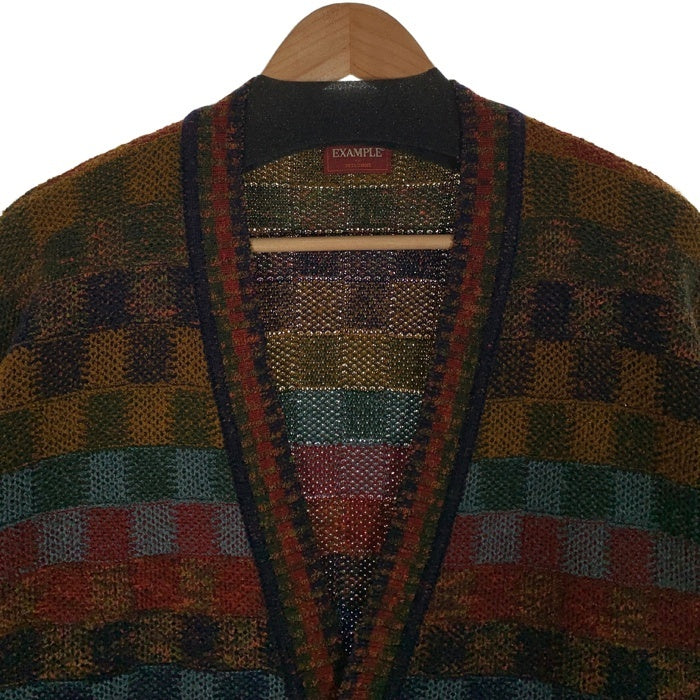 EXAMPLE BY MISSONI ミッソーニ ウール アクリル カーディガン チェック柄 マルチ Size S (実寸L相当) 福生店