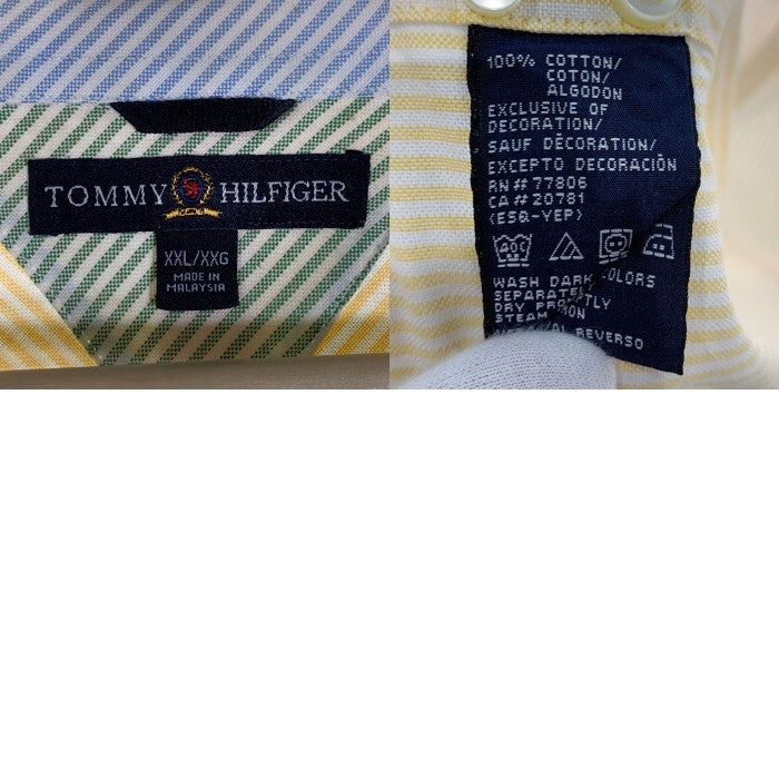 00's TOMMY HILFIGER トミーヒルフィガー ストライプ ボタンダウンシャツ イエロー Size XXL 福生店