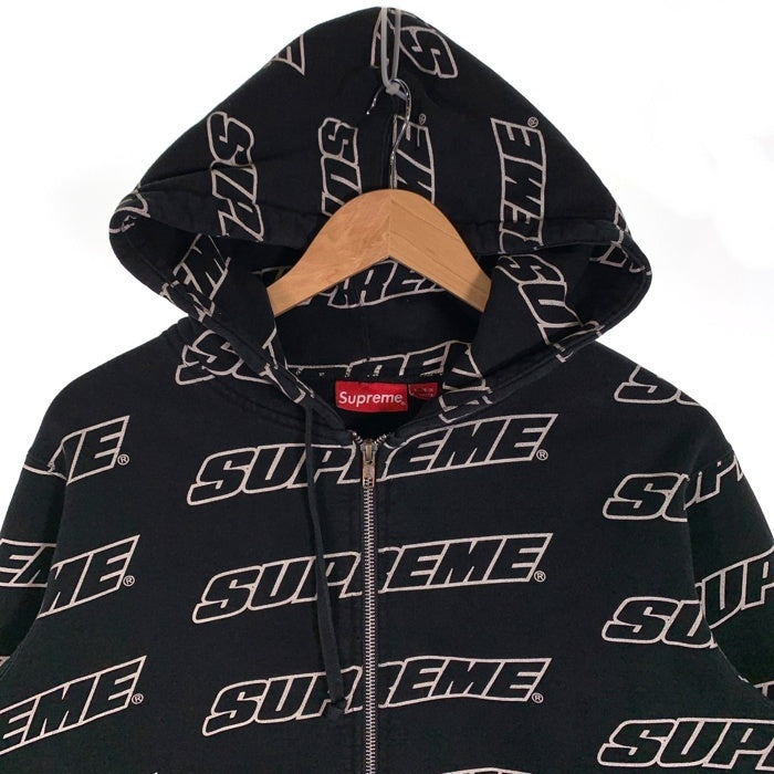 SUPREME シュプリーム 18SS Repeat Zip Up Hooded Sweatshirt ジップアップ フーディー パーカー ブラック カナダ製 Size S 福生店