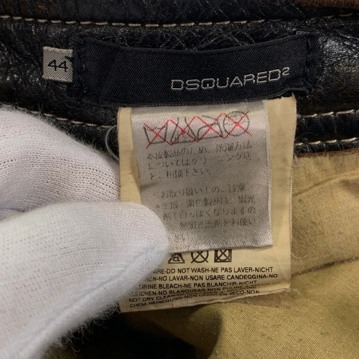 DSQUARED2 ディースクエアード レザーパンツ ジッパーフライ ブラウン Size 44 福生店