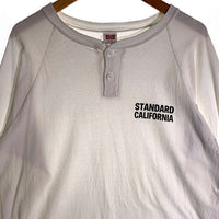 STANDARD CALIFORNIA スタンダードカリフォルニア Henry Neck ヘンリーネック  ロングスリーブTシャツ 長袖 ラグランスリーブ ホワイト Size L 福生店