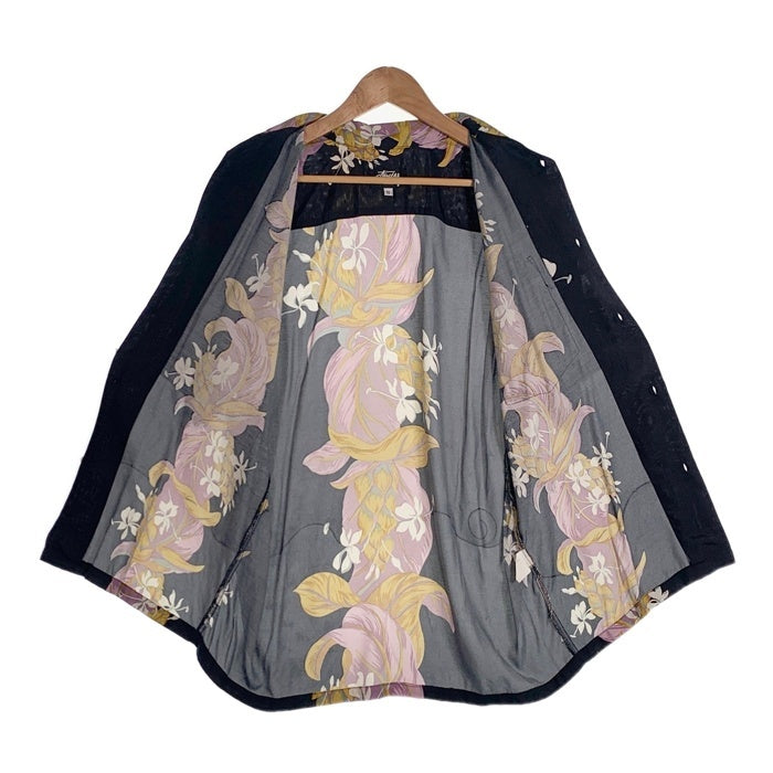80's STUSSY ステューシー オープンカラーレーヨンシャツ アロハ ハワイアン 半袖 ブラック USA製 黒タグ Size S 福生店
