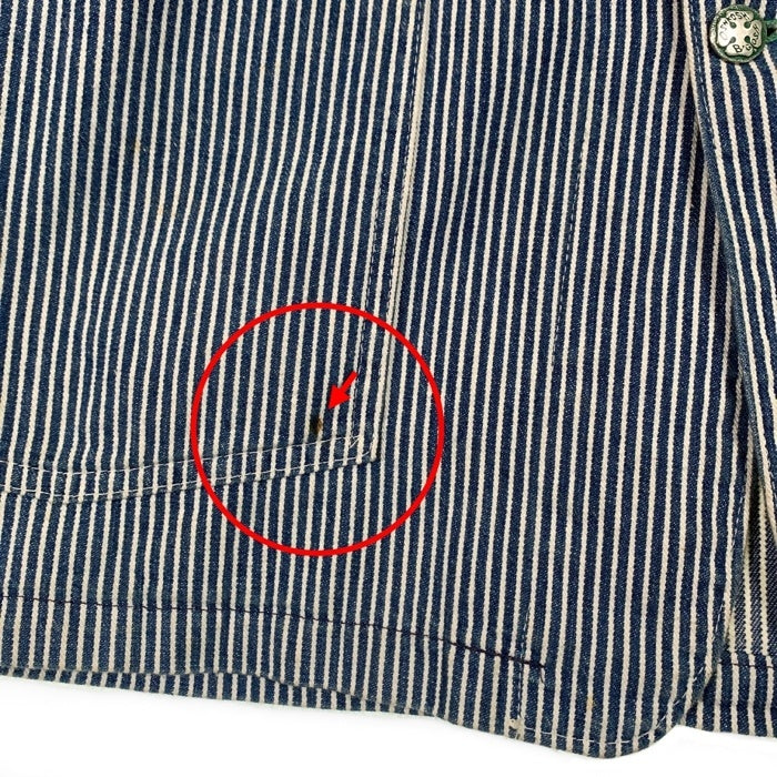 70's OSHKOSH B’GOSH オシュコシュ ヒッコリーストライプ デニムカバーオール ジャケット ホワイト ネイビー USA製 731-0280 Size 40 福生店
