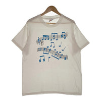 90's Hanes ヘインズ 音符プリント Tシャツ ホワイト オールド Size L 福生店