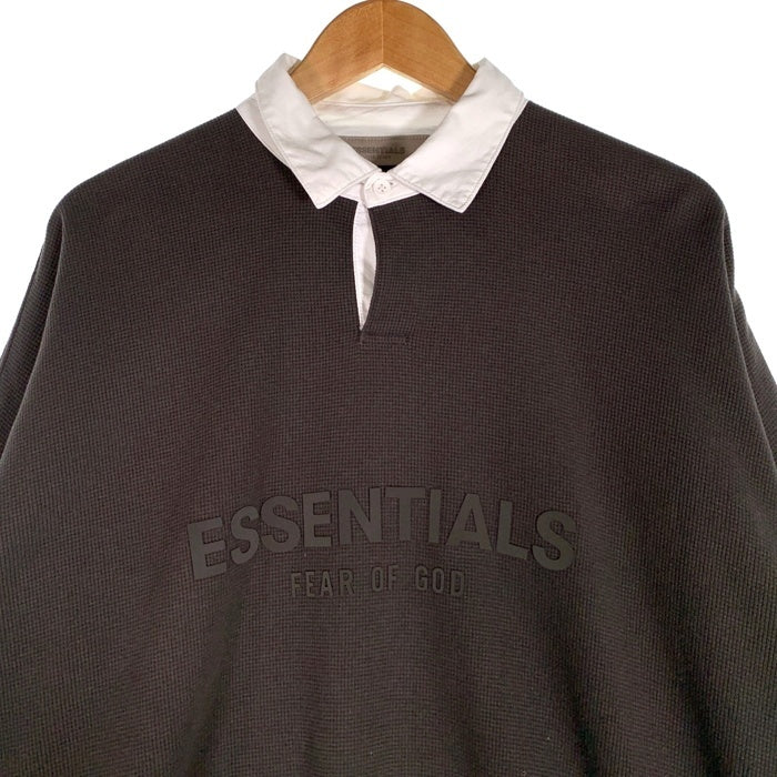 FEAR OF GOD フィアオブゴッド ESSENTIAL エッセンシャル LS POLO 長袖 ポロシャツ チャコール オフブラック Size M 福生店