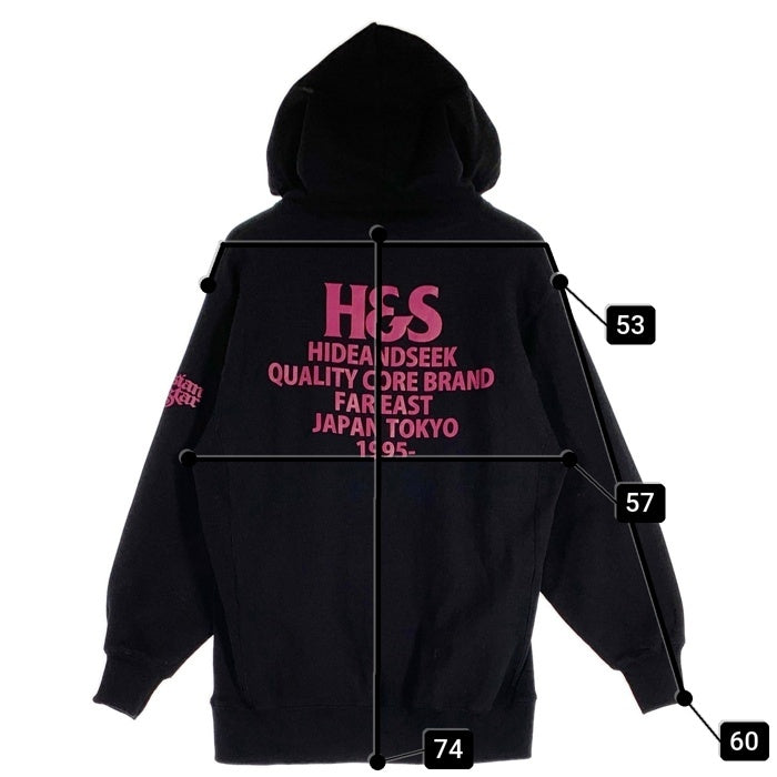 Hide&Seek ハイドアンドシーク SLOW&SEXY Hooded Sweat Shirt プリント プルオーバースウェットパーカー ブラック H30th-110225 Size L 福生店