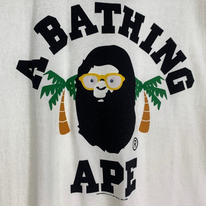 A BATHING APE アベイシングエイプ プリントTシャツ ホワイト 日本製 2008 ラインストーン Size M 福生店