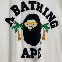 A BATHING APE アベイシングエイプ プリントTシャツ ホワイト 日本製 2008 ラインストーン Size M 福生店