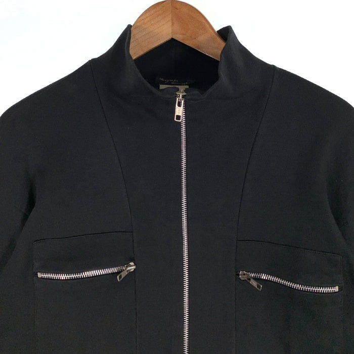 agnes.b homme. アニエスベーオム ハイネック ジップアップカットソー コットン ブラック フランス製 Size 3 福生店