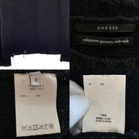 UNUSED アンユーズド 3g crew neck damage knit ダメージ加工 ウールニットセーター ブラック US1925 Size 4 福生店