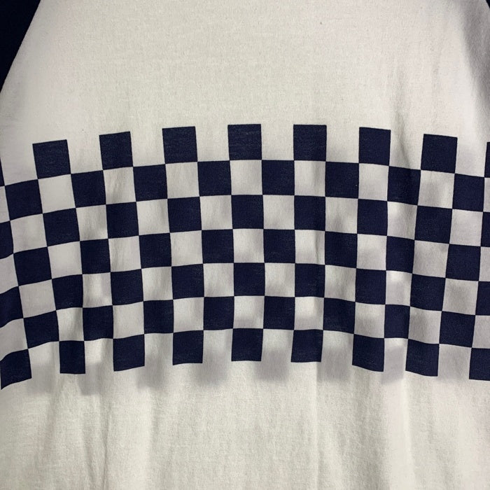 CORE FIGHTER コアファイター ラグランスリーブ 七分袖カットソー チェッカーフラッグ ホワイト ネイビー Size M 福生店