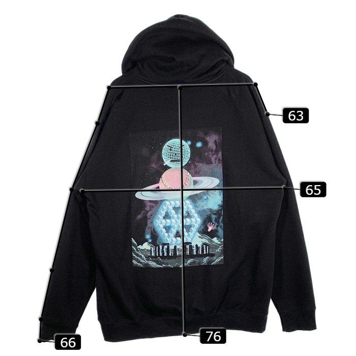 QUARTER SNACKS クウォータースナックス バックプリント プルオーバースウェットパーカー ブラック Size XL 福生店