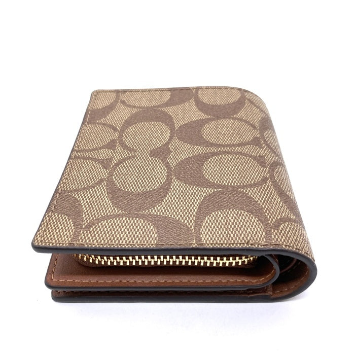 COACH コーチ C3309 シグネチャーキャンバス スナップウォレット 二つ折り財布 ブラウン 瑞穂店