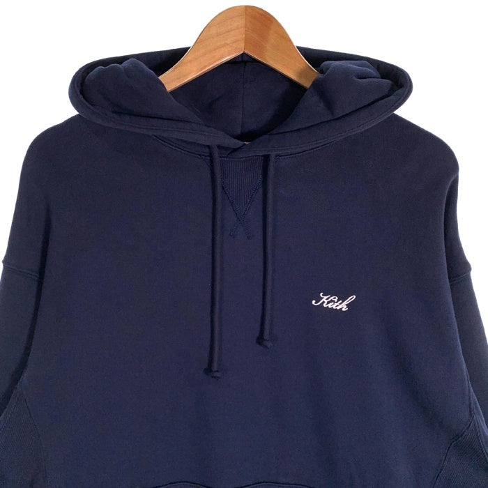 KITH キス プルオーバースウェットパーカー ワンポイント刺繡ロゴ ネイビー Size M 福生店