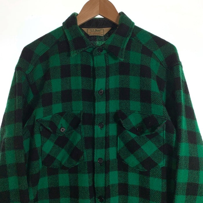80's L.L. Bean エルエルビーン 長袖 バッファローチェック フランネル シャツ グリーン ブラック USA製 Size L (16 16 1/2) 福生店