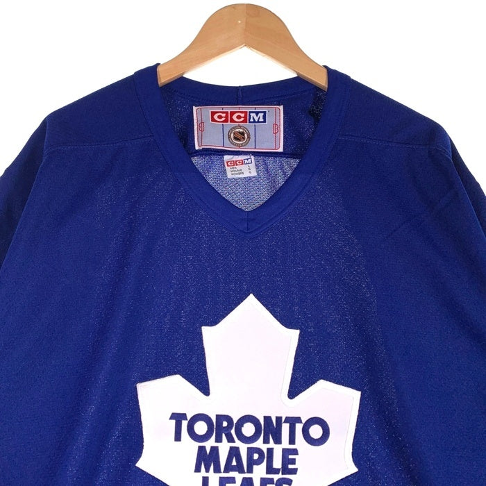 CCM シーシーエム Tronto Maple Leafs NHL トロント メープル リーフス 七分丈 ラグランスリーブ ホッケーシャツ ブルー ホワイト Size L 福生店