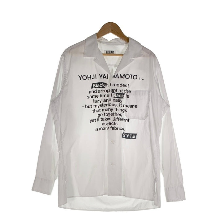 S'YTE サイト ヨウジヤマモト メッセージプリントシャツ ホワイト オープンカラー UT-B64-036 Size 3 福生店