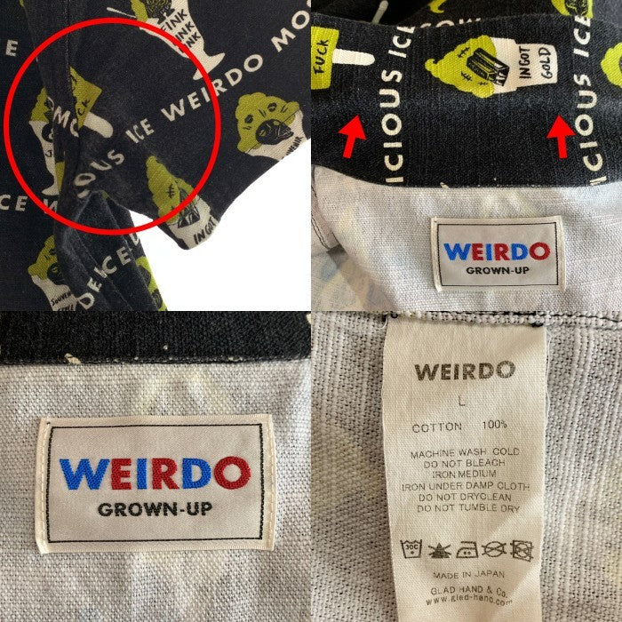 WEIRDO ウィアード 18SS ICE MANIA 総柄 半袖シャツ ブラック WRD-18-SS-26 Size L 福生店