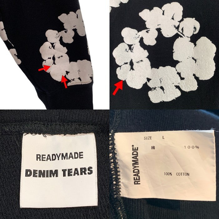 READYMADE レディメイド DENIM TEARS デニムティアーズ COTTON WREATH HOODIE コットンリースフーディ プルオーバースウェットパーカー ブラック ホワイト RE-DT-BK-00-00-08 Size L 福生店