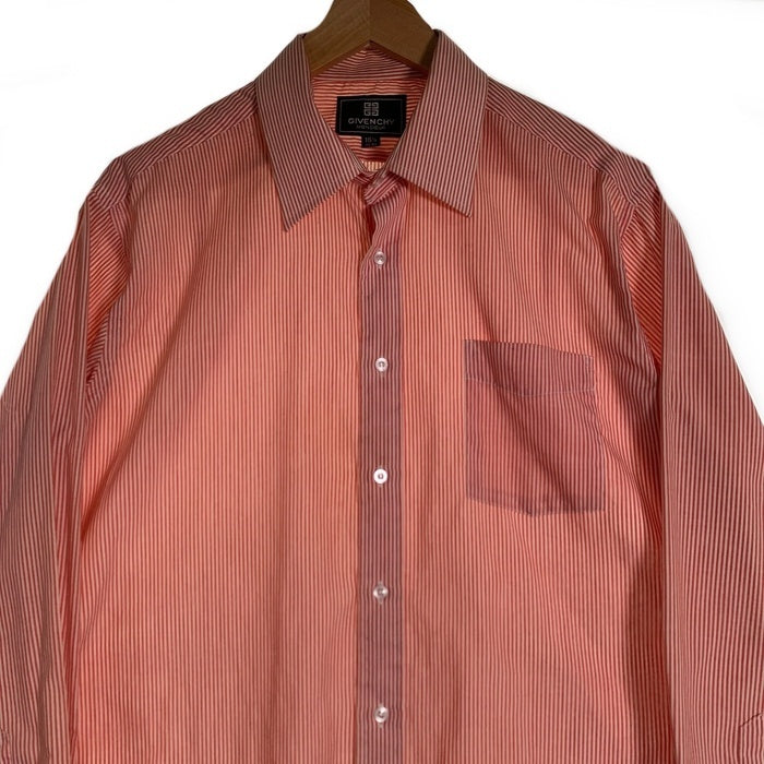 80's~90's GIVENCHY MONSIEUR ジバンシィ ムッシュ ストライプ柄 長袖 シャツ レッド Size 16 1/2 福生店