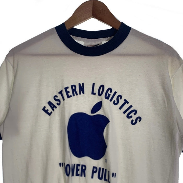 80-90's EASTERN LOGISTICS POWER PULL プリント リンガーTシャツ ホワイト ネイビー USA製 Size L 福生店