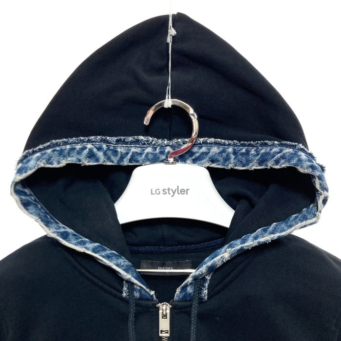 DIESEL ディーゼル  スウェットパーカー デニム フード ブラック sizeXS 瑞穂店