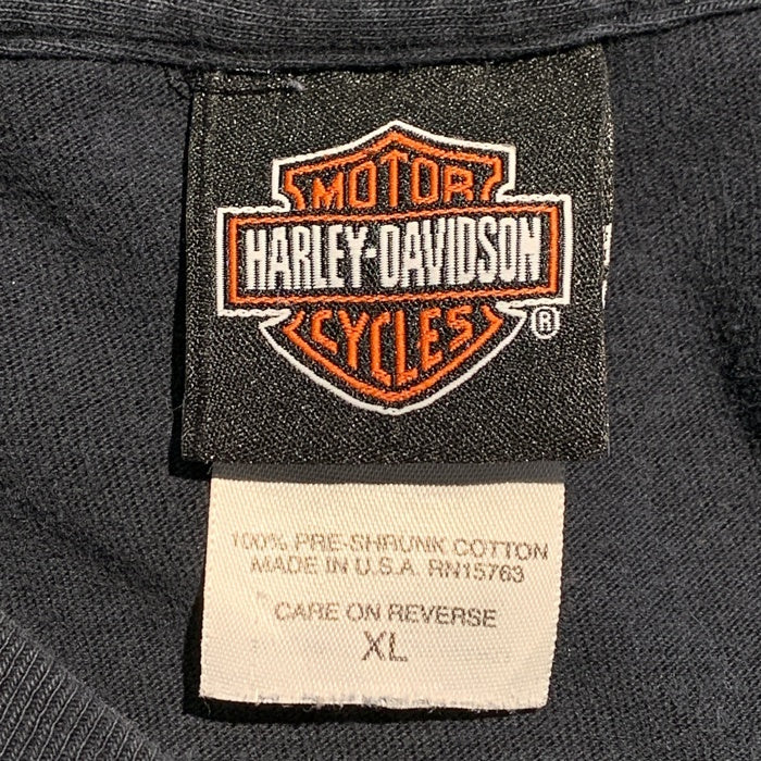 HARLEY-DAVIDSON ハーレーダビッドソン プリント ロングスリーブ ポケットTシャツ ブラック Size XL 福生店