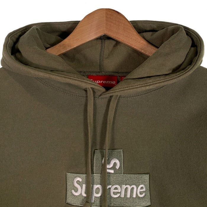 SUPREME シュプリーム 20AW Cross Box Logo Hooded Sweatshirt クロスボックスロゴ プルオーバースウェットパーカー オリーブ Size L 福生店