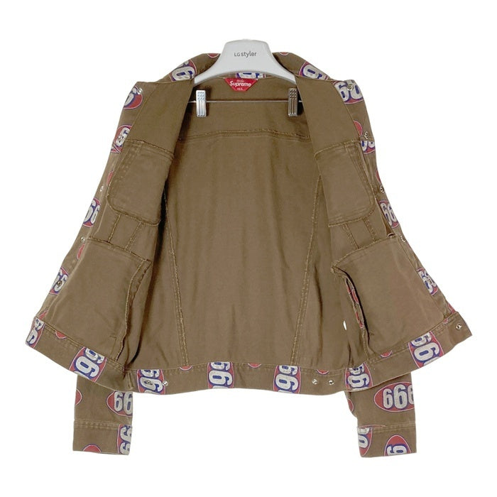 Supreme シュプリーム 17SS 666 Denim Trucker Jacket Gジャン 総柄 ブラウン sizeL 瑞穂店