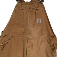 80's Carhartt カーハート ダック地 オーバーオール ダブルニー 裏キルティング ブラウン Size 38×30 福生店