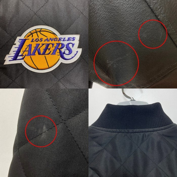 LOS ANGELS ロサンゼルス・レイカーズ リバーシブル スタジャン ブラック 袖レザー キルティング RN76599 Size L 瑞穂店