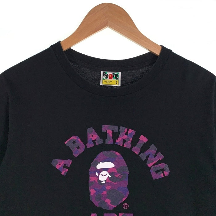 A BATHING APE ア ベイシング エイプ Colour Colleage TEE 半袖 Tシャツ ブラック パープル Size L 福生店