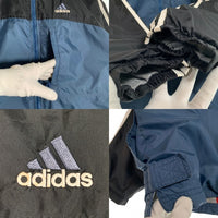 00’s adidas アディダス ジップアップ ナイロンジャケット ブラック ネイビー Size XL (YOUTH) 福生店