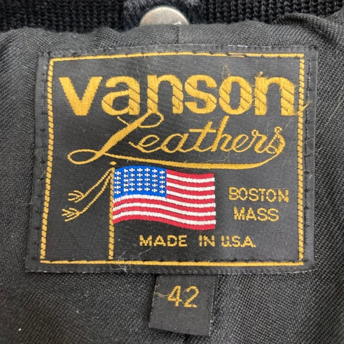 VANSON バンソン TJV USA製 レザー チームジャケット ブラウンxブラック size42 瑞穂店