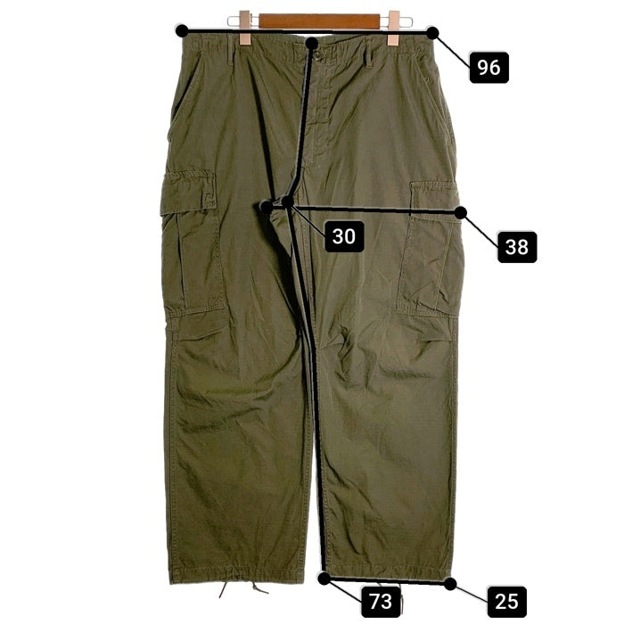 60’s  U.S.ARMY 米軍 ジャングルファティーグ ミリタリーカーゴパンツ リップストップ オリーブ 8405-935-3310 Size L-S 福生店