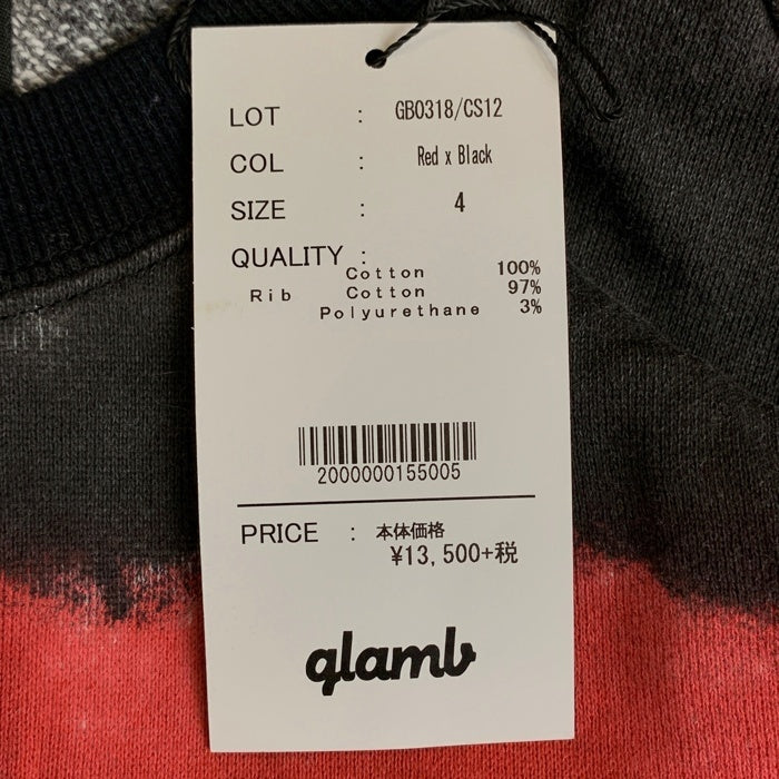 glamb グラム Hardie border sweat ハーディーボーダースウェットトレーナー ブラック レッド 薄手 GB0318/CS12 Size 4 福生店
