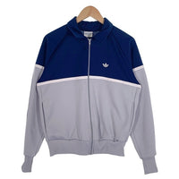 70's~ adidas アディダス トラックジャケット 襟付き ネイビー グレー 台湾製 Size L 福生店