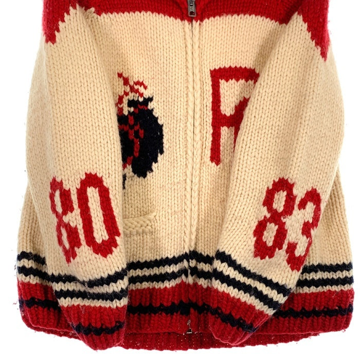 CANADIAN SWEATER カナディアンセーター ボクシング柄 ジップアップ カウチンセーター レッド Size 40 福生店
