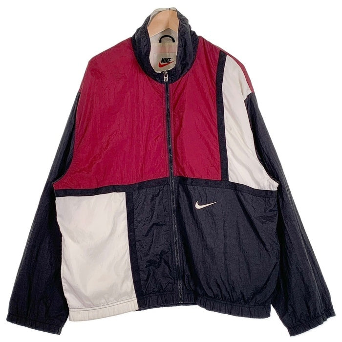 90’s NIKE ナイキ ナイロン トラックジャケット パネル ブラック レッド ホワイト Size L 福生店