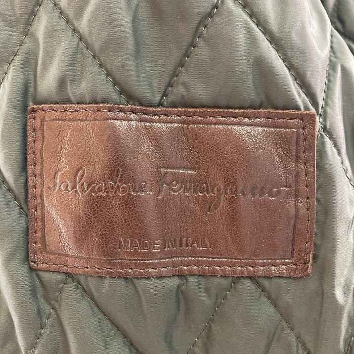 Salvatore Ferragamo サルヴァトーレフェラガモ リアルレザー ショルダーパッチ エルボーパッチ レザーコート ブラウン size48 瑞穂店
