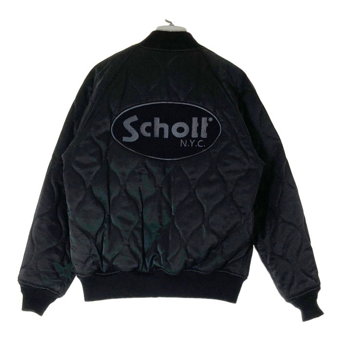 Schott ショット ONIONQUILTED JACKET OVAL CHENILLE LOGO ブラック sizeM※リブ毛玉あり 瑞穂店